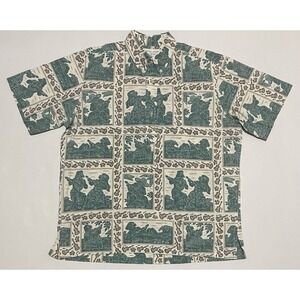 Reyn Spooner‎ Dietrich Varez Hawaiian Shirt Mens Large Hula Green Reverse Print